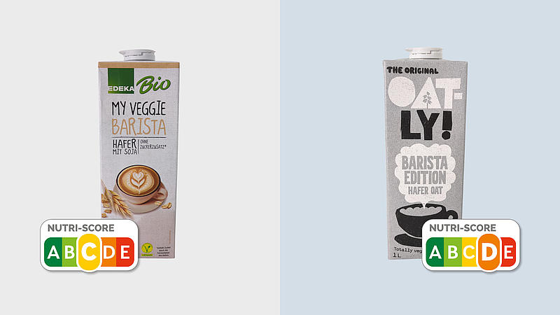 Haferdrink mit Soja von Edeka im Vergleich mit Oatly Hafermilch