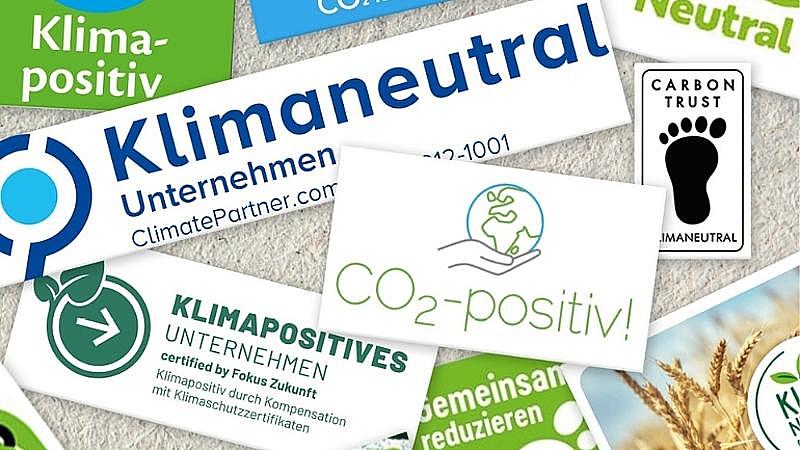 Ausschnitte von klimaneutralen Labels