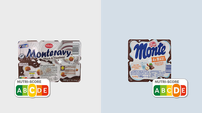 Zott Monte im Vergleich mit dem Milbona Monteravi Dessert