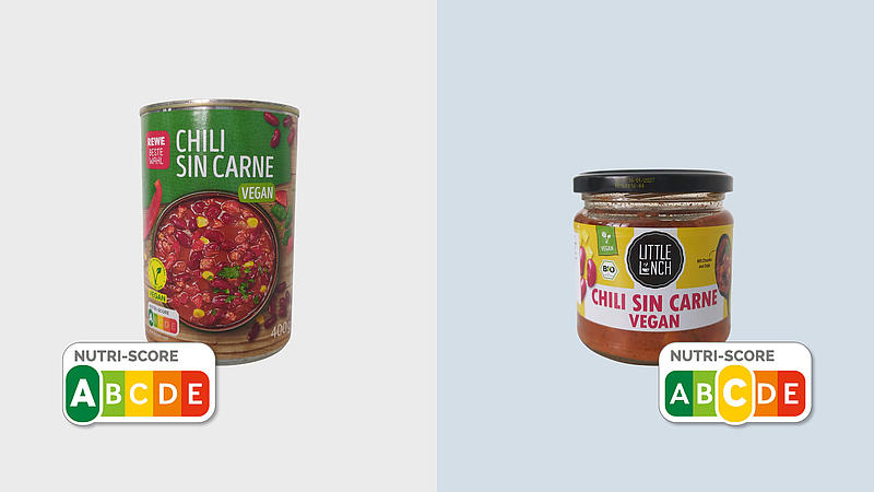 Rewe Beste Wahl Chili im Vergleich mit Little Lunch Chili sin Carne