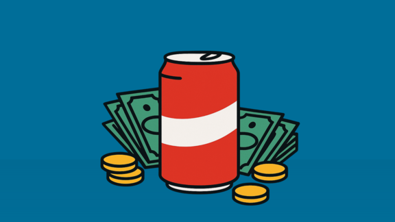 Dose mit Light-Getränk auf Geld