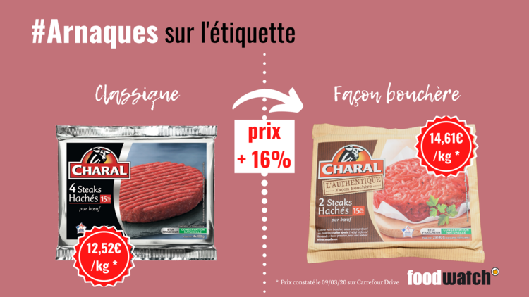 Le steak haché Charal "façon bouchère" est 16% plus cher que le steak haché classique